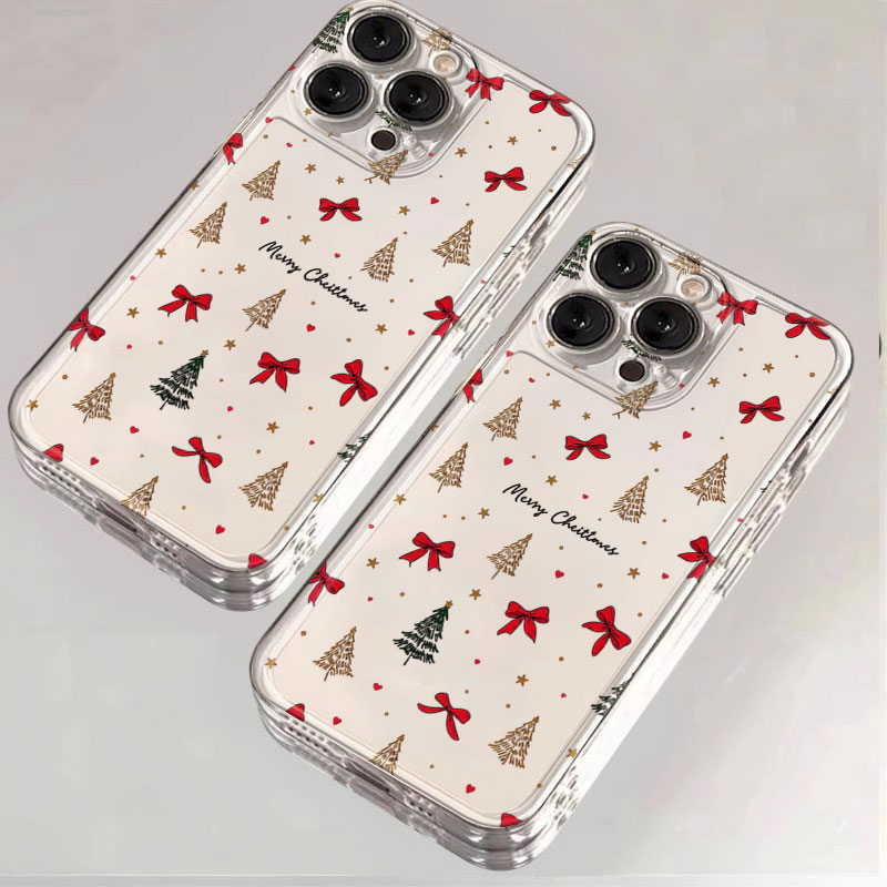 Phone Cases Xr Iphone - Czerwona kokarda, świąteczne, przezroczyste, odporne na